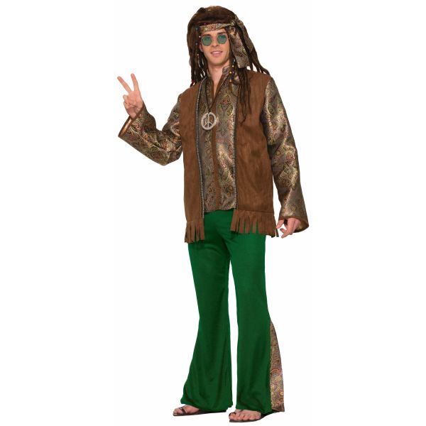 60's Flower Child Hippie Denim-Like Bell Bottom Pants Adult Costume  Accessory